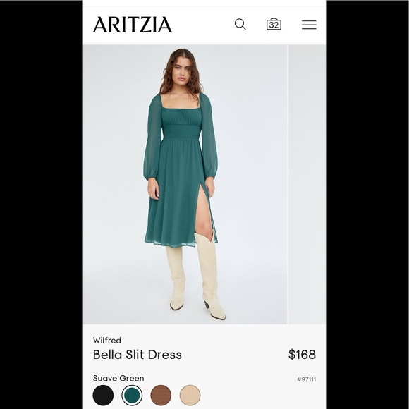 👗Aritzia Wilfred Bella Slit Dress Suave Green small - Picture 3 of 12
